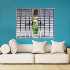 Janela Veneziana de Alumínio 6 Folhas 100 x 120cm Linha Modular com Grade Brilhante