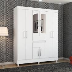 Roupeiro Casal 8 Portas Com Espelho Jena Branco