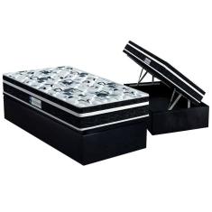 Cama Box Baú Solteiro: Colchão Ortopédico Probel D28 / EP ProDormir Advanced Tech1000 Plus + Base CRC Suede Gray(88x188)