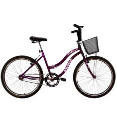 Bicicleta Aro 26 Feminina Beach Sem Marcha Roxa - Dalannio Bike
