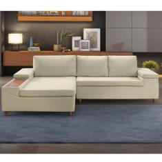 Sofá 3 Lugares com Chaise e Entrada USB Clássico Invertido - Estofart