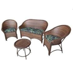 Conjunto de Sofá Fibra Sintética Bali Fino - 1 Sofá 2L + 2 Poltronas +