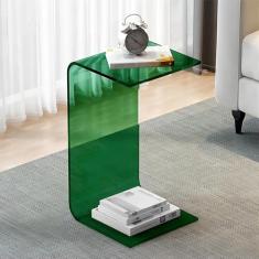 Mesa de canto moderna, mesa lateral acrílica transparente, mesa de cabeceira em forma de C para escritório, mesa de sofá, mesa de centro pequena, mesa de cabeceira para quarto, sala de estar