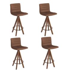 4 Banquetas Liz Giratórias Gourmet Marrom Camurça