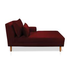 Divã Chaise Jade 1,60 Cm Pés Chanfrado Suede Vinho