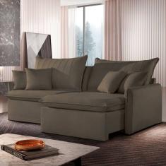 Sofá Cama Retrátil e Reclinável 220cm Colibri Cabecasa Madeiramadeira Cinza Rústico