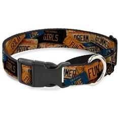 Buckle-Down Coleira para cães cali amarelo com gamarra laranja