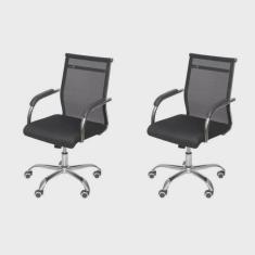Kit 2 Cadeiras para Escritorio Diretor Baixa Roma 3312 Preto