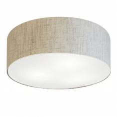 Plafon Cilíndrico Md-3019 Tecido 80x15cm Bivolt Rústico Bege