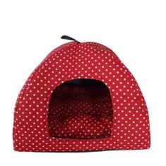 Cama Pet 2x1 Casinha Cabana Toca Iglu Almofada Cães Gato vermelho