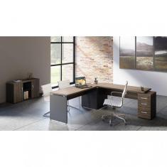 Mesa para Escritório 150cm x 60cm PE40 Pandin Móveis  Walnut/Preto