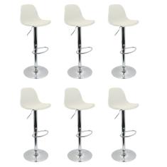 Conjunto 6 Banquetas Joly Eames Base Giratória Branco