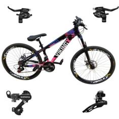 Bicicleta Aro 26 Vikingx Tuff 25 21v Cambios1 Trocadores Shimano Alumi