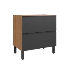 Armário De Cozinha 80 Cm 2 Gavetas Quiditá Montana Com Grafite