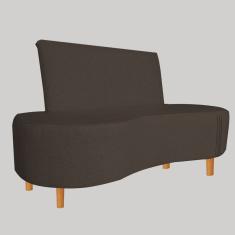 Sofá Curvo 2 Lugares Feijão Forma Orgânica Pes Palito Marrom