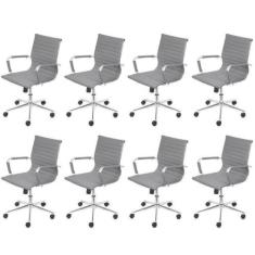 Kit 8 Cadeiras Escritório Diretor Esteirinha Rodízio Relax material si