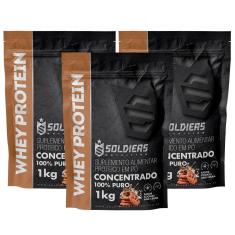 Kit: 3kg Whey Protein Concentrado - 100% Importado - Soldiers Nutrition-Unissex