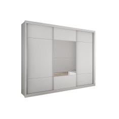 Guarda Roupa Casal Arezzo Plus 3 Portas de Correr 3 Gavetas MDF Branco Móveis Novo Horizonte
