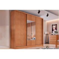 Guarda Roupa Casal Arezzo-medelim 3 Portas de Correr 6 Gavetas MDF Cumaru Móveis Novo Horizonte