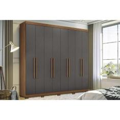 Guarda Roupa Casal 8.4 Master New 8 Portas de Bater 4 Gavetas MDP Jatoba-Grafitte Santos Andirá