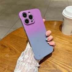 Capa de telefone luxuosa fosca sem moldura gradiente doce colorida para iPhone 14 13 12 11 Pro Max X XR XS Max 6 6S 7 8 Plus SE 2022 Capa para PC, roxa, para iPhone SE 2020