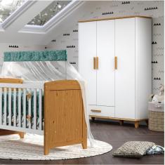 Guarda Roupa Infantil 3 Portas Candy Branco/Imbuia