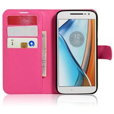 MOTO G4 Play, capa carteira flip de couro PU premium com compartimento para cartão, suporte e fecho magnético [capa interna de TPU à prova de choque] Compatível com Moto G4 Play