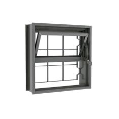 Janela Basculante Em Aço Com Grade Quadriculada 40x40 R120 Tradição