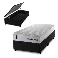 Conjunto Box Baú New Moon Branco 96x203x73 c/ Molas Ensacadas - King H