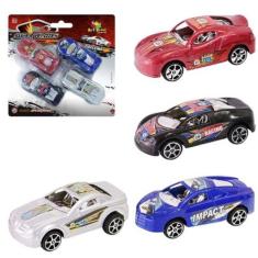 Carrinho Brinquedo Conjunto 4 Carrinhos Speed Racing Fricção - Diversã