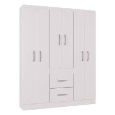 Guarda Roupa Casal Milão 6 Portas Branco Brilho - Poquema