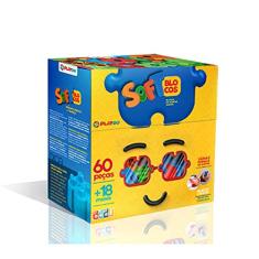 Kit Blocos de Montar Macios 60 peças Playou - PA1003