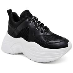 Tênis Feminino Chunky Confortável Liso Moderno Amarração-Feminino