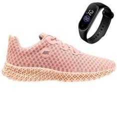 Tênis Academia Esportivo Femininos para Caminhada 4D em Degradê + Relógio Digital-Feminino