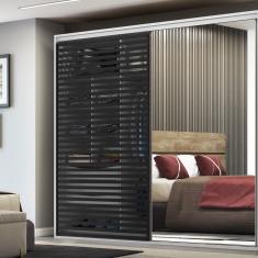 Guarda Roupa Ripped 2 Portas Branco com Espelho Branco