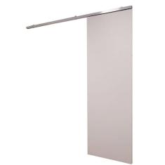 Porta De Correr Branco Prime Com Kit Alumínio Cinza Claro - 210x80