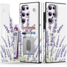 Goodon Capa carteira para Samsung Galaxy S23 Ultra - Capa flip de couro com design floral moderno, 3 compartimentos para cartão e função de suporte, capa protetora de telefone para mulheres e meninas