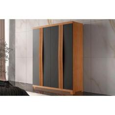 Guarda Roupa Solteiro 4 Portas e 2 Gavetas c/ Pés Grécia Naturale/Graf