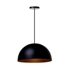 Lustre Pendente Meia Lua Preto 30Cm Aluminio - Ideallume