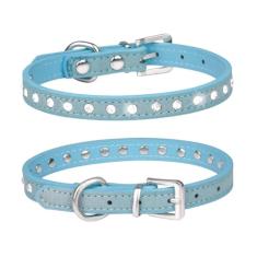 Serijoars Coleira de cachorro com diamante de cristal colorido brilhante menina filhote pequeno cão gato coleiras (PP, azul claro)