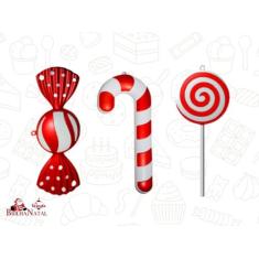 Kit 3 Doces Enfeites de Natal de 15 cm - Decoração de Pendurar. - Bril