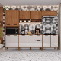 Cozinha Compacta Indekes Toronto com 12 Portas, 2 Gavetas e Nicho para Microondas - 270cm de largura