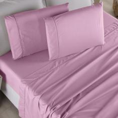 Jogo de Lençol Queen 04 Peças 100% Algodão Percal 250 Fios Ponto Palit