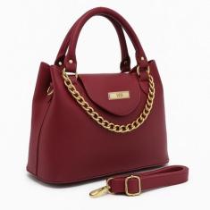 Bolsa Média Feminina Detalhes De Corrente Com Alça Transversal E Divis