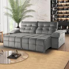 Sofá Retrátil E Reclinável 250cm 2 Lugares M122  Cinza Escuro