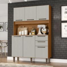 Armário Para Cozinha 6 Portas 2 Gavetas 120cm Cinamomo - Areia