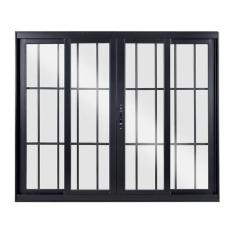Janela De Aluminio De Correr 120x200cm 4 Folhas Com Vidro Liso Esquadrisul Preto
