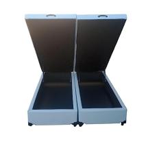 Cama Box Baú Casal Bipartido Sintético Branco