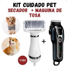 KIT PET SHOP Máquininha Tosa KEMEI 1991 + Secador prático - FAZA