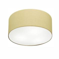 Plafon Cilíndrico Md-3047 Cúpula Em Tecido 45x15cm Algodão Crú - Bivolt